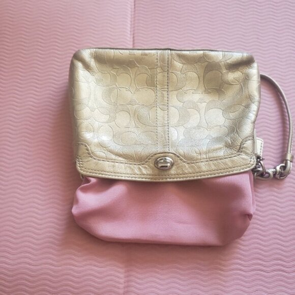 Coach Y2K Gold Leather Legacy Foldover Wristlet with Turn Lock Mini Bag - Picture 10 of 14